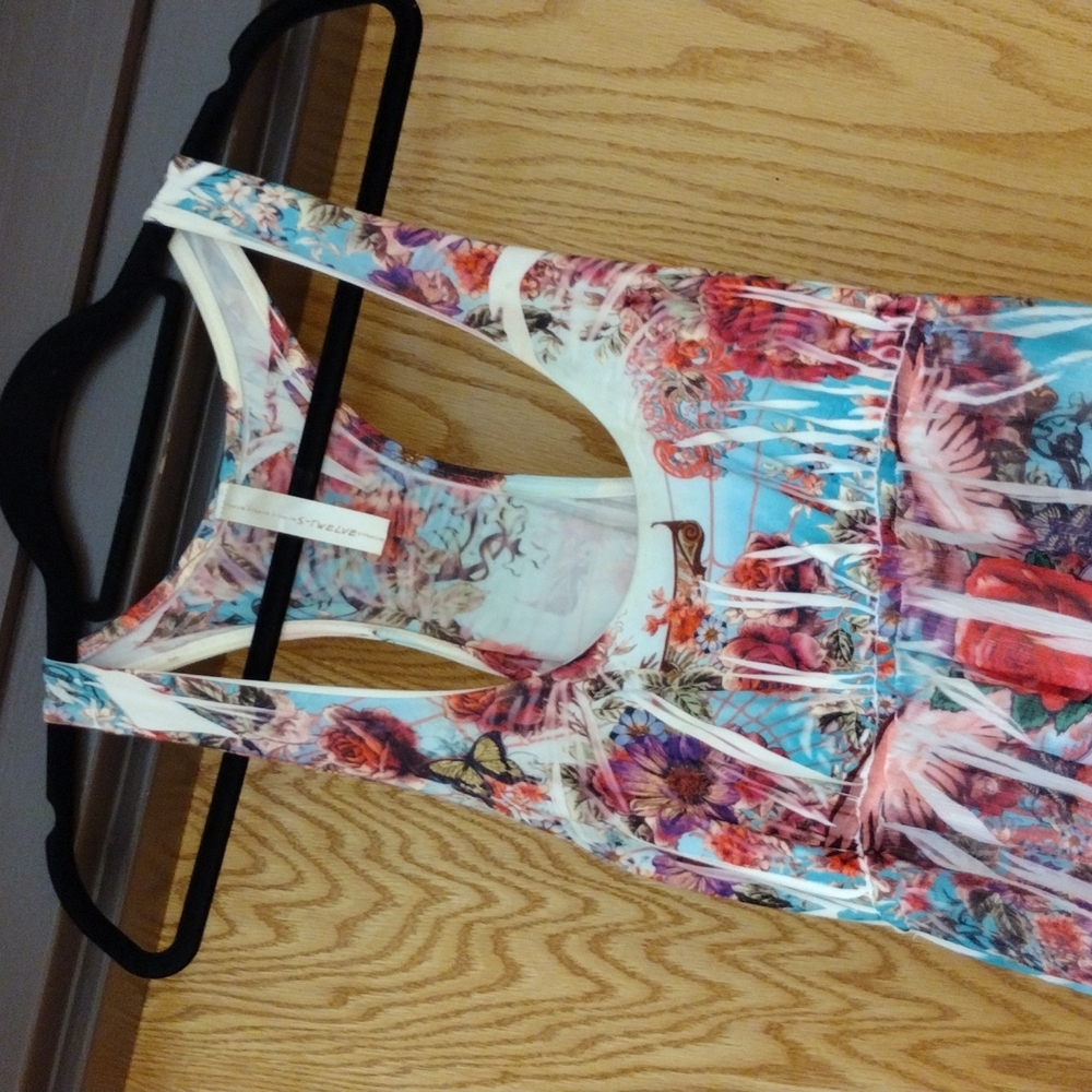 AMAZING ARTSY DRESS! ❤️ S Twelve, would say sz 5...Floral and Rhinestones - Picture 6 of 14